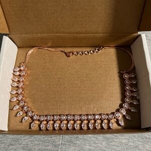 Rose Gold and Crystal Diamond Choker Necklace Jewelry
